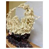 Large & Wonderfully Carved Chinese Highly Detailed Bone Sculpture w/Many Figures