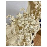 Large & Wonderfully Carved Chinese Highly Detailed Bone Sculpture w/Many Figures