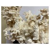 Large & Wonderfully Carved Chinese Highly Detailed Bone Sculpture w/Many Figures