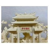 Large & Wonderfully Carved Chinese Highly Detailed Bone Sculpture w/Many Figures