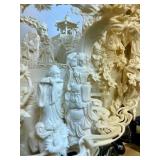 Large & Wonderfully Carved Chinese Highly Detailed Bone Sculpture w/Many Figures