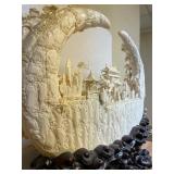 Large & Wonderfully Carved Chinese Highly Detailed Bone Sculpture w/Many Figures