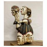 Unusual Old Dual Figure Temne Helmet Mask