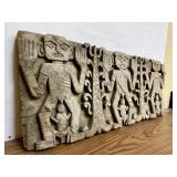 Unusual Old Relief Carved Wood Tribal Storyboard or Stele