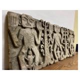 Unusual Old Relief Carved Wood Tribal Storyboard or Stele