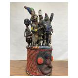 Large & Impressive Old Yoruba Beaded Figural Headdress #1