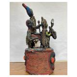 Large & Impressive Old Yoruba Beaded Figural Headdress #1