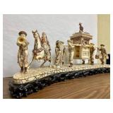 Vintage Highly Detailed Oriental Royal Processional Scene Statue