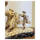 Vintage Highly Detailed Oriental Royal Processional Scene Statue