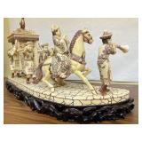 Vintage Highly Detailed Oriental Royal Processional Scene Statue