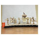 Vintage Highly Detailed Oriental Royal Processional Scene Statue