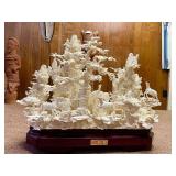 Large & Fantastic Carved Bone Highly Detailed Chinese Sculpture w/Horses