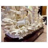 Large & Fantastic Carved Bone Highly Detailed Chinese Sculpture w/Horses