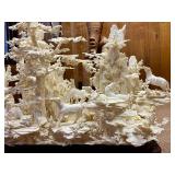 Large & Fantastic Carved Bone Highly Detailed Chinese Sculpture w/Horses