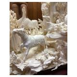 Large & Fantastic Carved Bone Highly Detailed Chinese Sculpture w/Horses