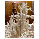 Large & Fantastic Carved Bone Highly Detailed Chinese Sculpture w/Horses