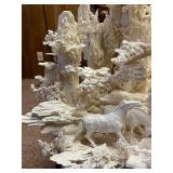 Large & Fantastic Carved Bone Highly Detailed Chinese Sculpture w/Horses