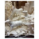 Large & Fantastic Carved Bone Highly Detailed Chinese Sculpture w/Horses