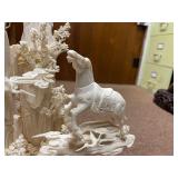 Large & Fantastic Carved Bone Highly Detailed Chinese Sculpture w/Horses