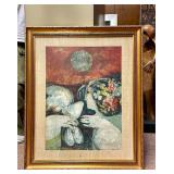 Framed Signed Original Mid Century Painting on Board by Simon Alvar - Woman w/Bird