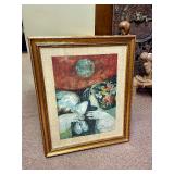 Framed Signed Original Mid Century Painting on Board by Simon Alvar - Woman w/Bird