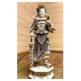 Highly Detailed Vintage Carved Bone Chinese Warrior Figure