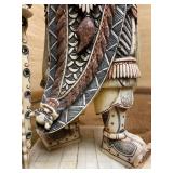Highly Detailed Vintage Carved Bone Chinese Warrior Figure