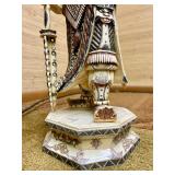 Highly Detailed Vintage Carved Bone Chinese Warrior Figure