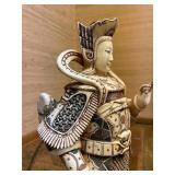 Highly Detailed Vintage Carved Bone Chinese Warrior Figure