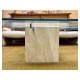 Vintage Designer Glass & Chrome Travertine Coffee Table by Artedi