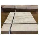 Vintage Designer Glass & Chrome Travertine Coffee Table by Artedi