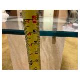 Vintage Designer Glass & Chrome Travertine Coffee Table by Artedi