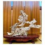 Excellent Carved Dramatic Chinese Figural Sculpture w/Dragon