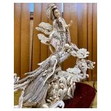 Excellent Carved Dramatic Chinese Figural Sculpture w/Dragon