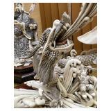 Excellent Carved Dramatic Chinese Figural Sculpture w/Dragon