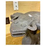 Impressive Old Benin Bronze Stool w/Leopard Base