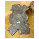 Impressive Old Benin Bronze Stool w/Leopard Base