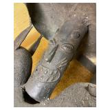 Impressive Old Benin Bronze Stool w/Leopard Base