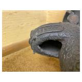 Impressive Old Benin Bronze Stool w/Leopard Base