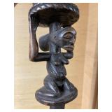 Impressively Carved Luba Spearpoint Ceremonial Staff