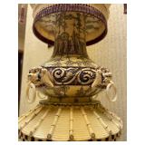 Pair of Large & Impressive Faux Ivory Temple Style Lanterns