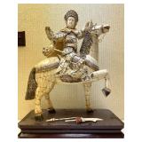 Awesome Large Vintage Oriental Carved Warrior on Horseback Statue #2