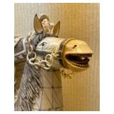 Awesome Large Vintage Oriental Carved Warrior on Horseback Statue #2