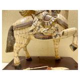 Awesome Large Vintage Oriental Carved Warrior on Horseback Statue #2