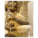Awesome Large Vintage Oriental Carved Warrior on Horseback Statue #2