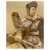 Awesome Large Vintage Oriental Carved Warrior on Horseback Statue #2