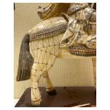 Awesome Large Vintage Oriental Carved Warrior on Horseback Statue #2
