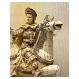 Awesome Large Vintage Oriental Carved Warrior on Horseback Statue #2
