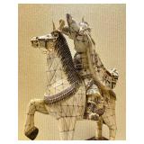 Awesome Large Vintage Oriental Carved Warrior on Horseback Statue #2