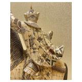 Awesome Large Vintage Oriental Carved Warrior on Horseback Statue #2